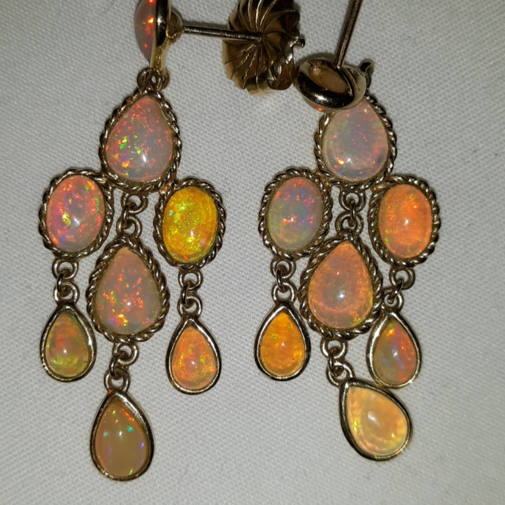 Gold and Opal Chandelier earings
